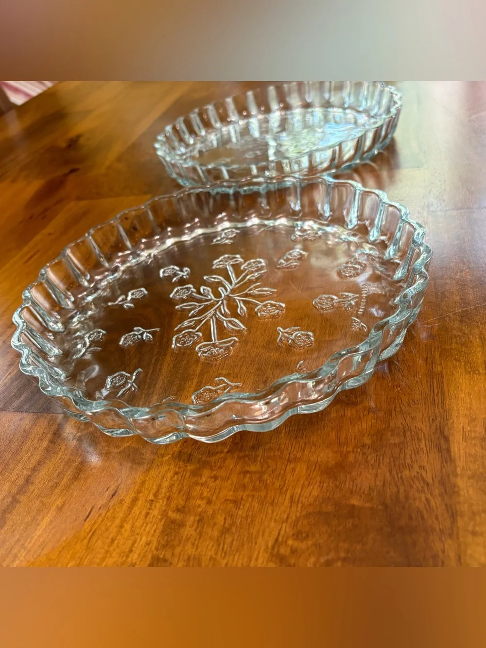 Savannah Clear Anchor Hocking 10” Quiche Set of 2 Vintage Like New Ovenproof